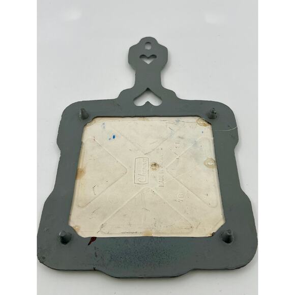 Vintage Tile Mushroom Ceramic Wrought Iron Heart Trivet Wall Hanging Retro - Picture 4 of 4